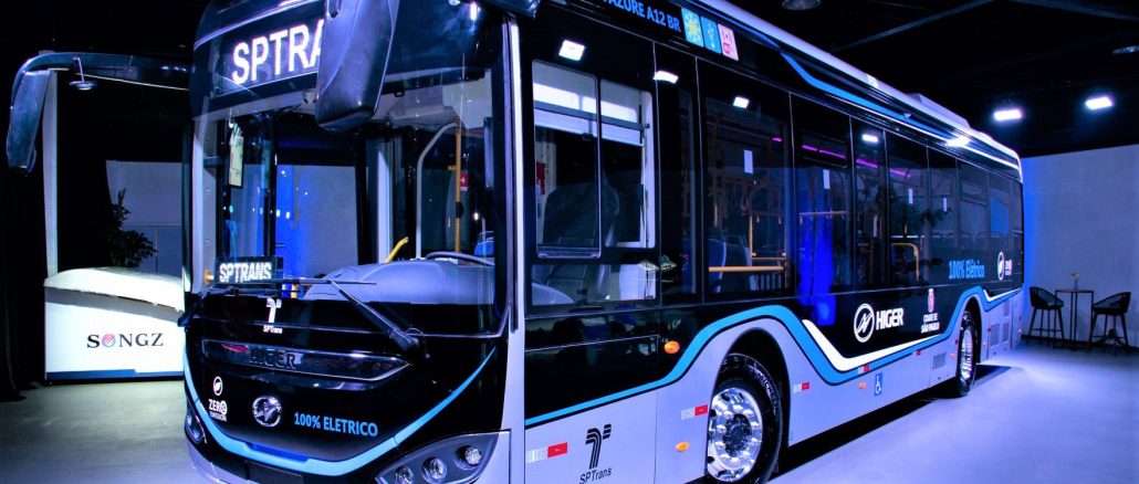Os ônibus elétricos da Higer serão importados pela brasileira TEVX Motors.