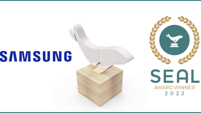 A Samsung Electronics Co., Ltd. anunciou que a empresa foi nomeada vencedora do Prêmio SEAL de Sustentabilidade Empresarial 2022.