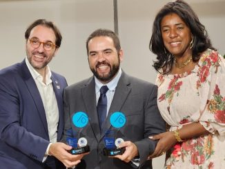Na foto: Carlos Pereira, CEO do pacto Global da ONU no Brasil, Rodrigo Brito, Head de Sustentabilidade da Coca-Cola Brasil e Cone Sul, e Rachel Maia, Presidente do Conselho do Pacto Global da ONU no Brasil.
