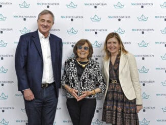 Foto: Divulgação | Pierfrancesco Vago, Presidente do Comitê Executivo da MSC Foundation e Presidente Executivo da Divisão de Cruzeiros do Grupo MSC, Silvia Earle, Presidente e Co-Presidente da Mission Blue, e Daniela Picco, Diretora Executiva da MSC Foundation