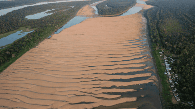 Foto: Marizilda Cruppe/Greenpeace | Estiagem na Amazônia em 2023, cidade de Tefé (Amazonas)