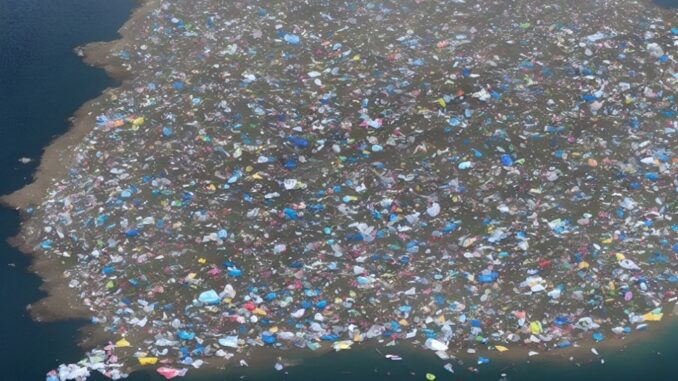 Foto: Divulgação/Prolata | Ilha cheia de lixo plástico