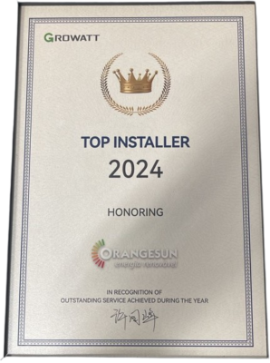 OrangeSun Energias Renováveis é Top Installer 2024 Growatt