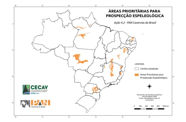 Imagem: Divulgação | Mapa conduzirá busca por novas cavernas brasileiras