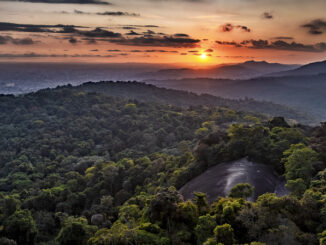 Imagem: vista aérea da Pedra Grande, do Parque Estadual da Cantareira | Divulgação Urbia Parques