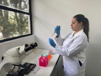 Gabriele Antunes durante seu trabalho de pesquisa. Foto: Divulgação
